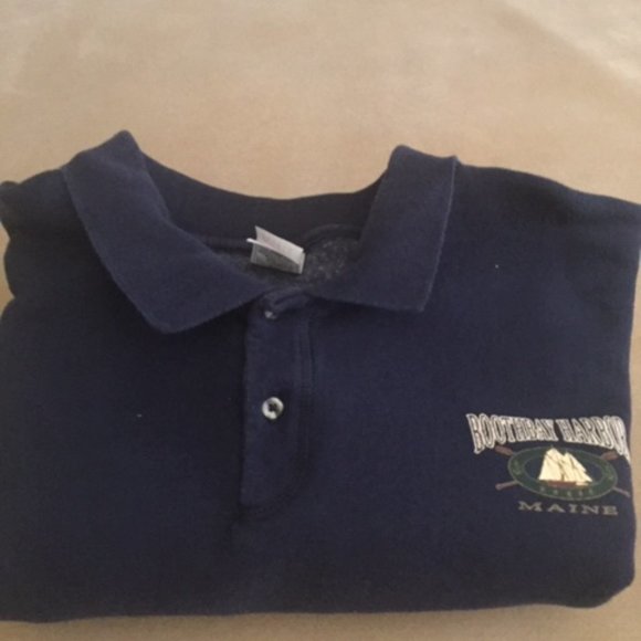 Mens XL Heavy button down fleece lined sweatshirt w/Boothbay Harbor Maine logo - Picture 1 of 7